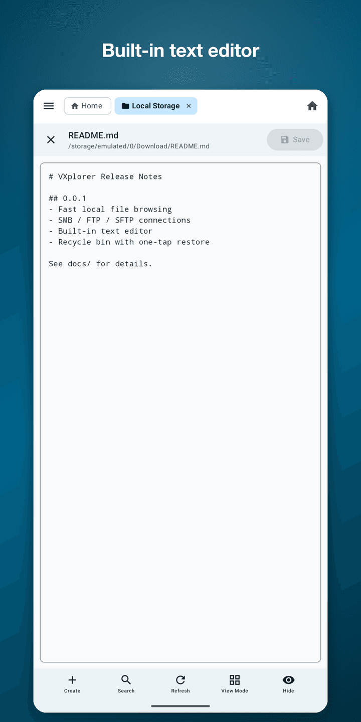 VXplorer — Text editor
